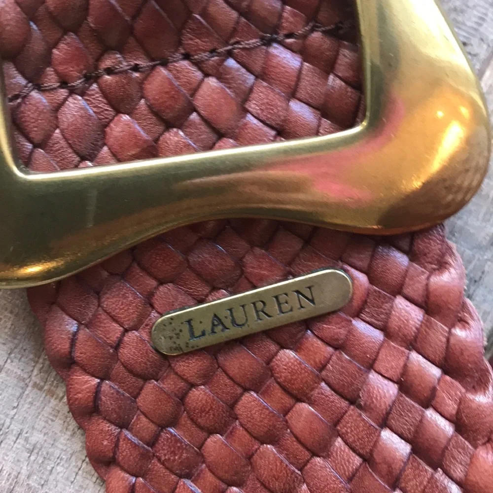 Ralph Lauren Woven Belt with Gold Buckle - Picture 2 of 8